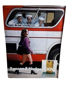 1971 Benson & Hedges 100's Cigarettes Vintage Print Ad Mini Skirt Boots Sailors